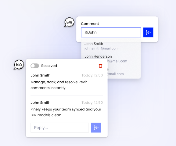 Screenshot of an example of the commenting system.