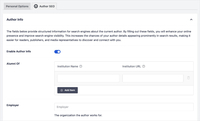 Screenshot of where to create and display author bios that align with Google E-E-A-T guidelines using the Author SEO feature.
