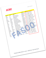 Screenshot of print watermark and automated data masking