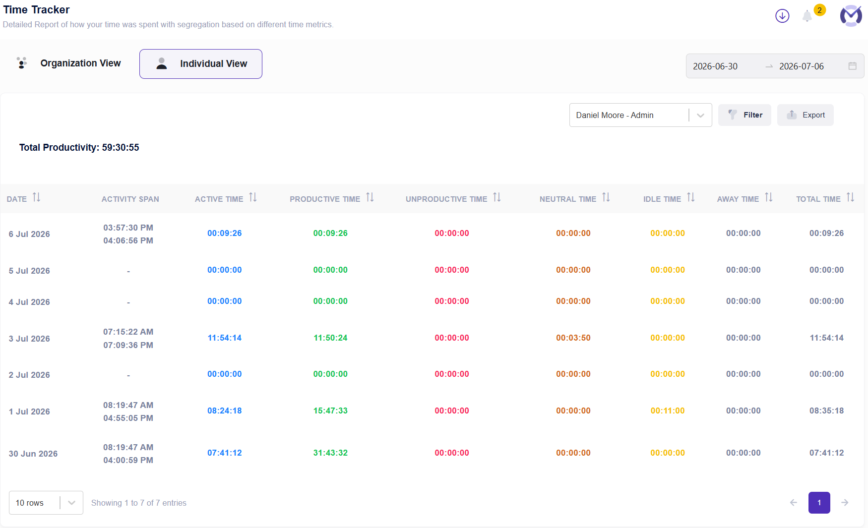 Screenshot of Time Tracker