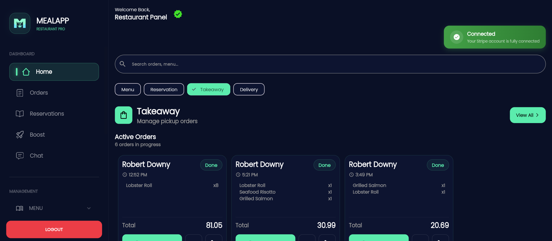 Screenshot of Dashboard