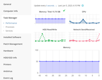 Screenshot of the task manager tab.