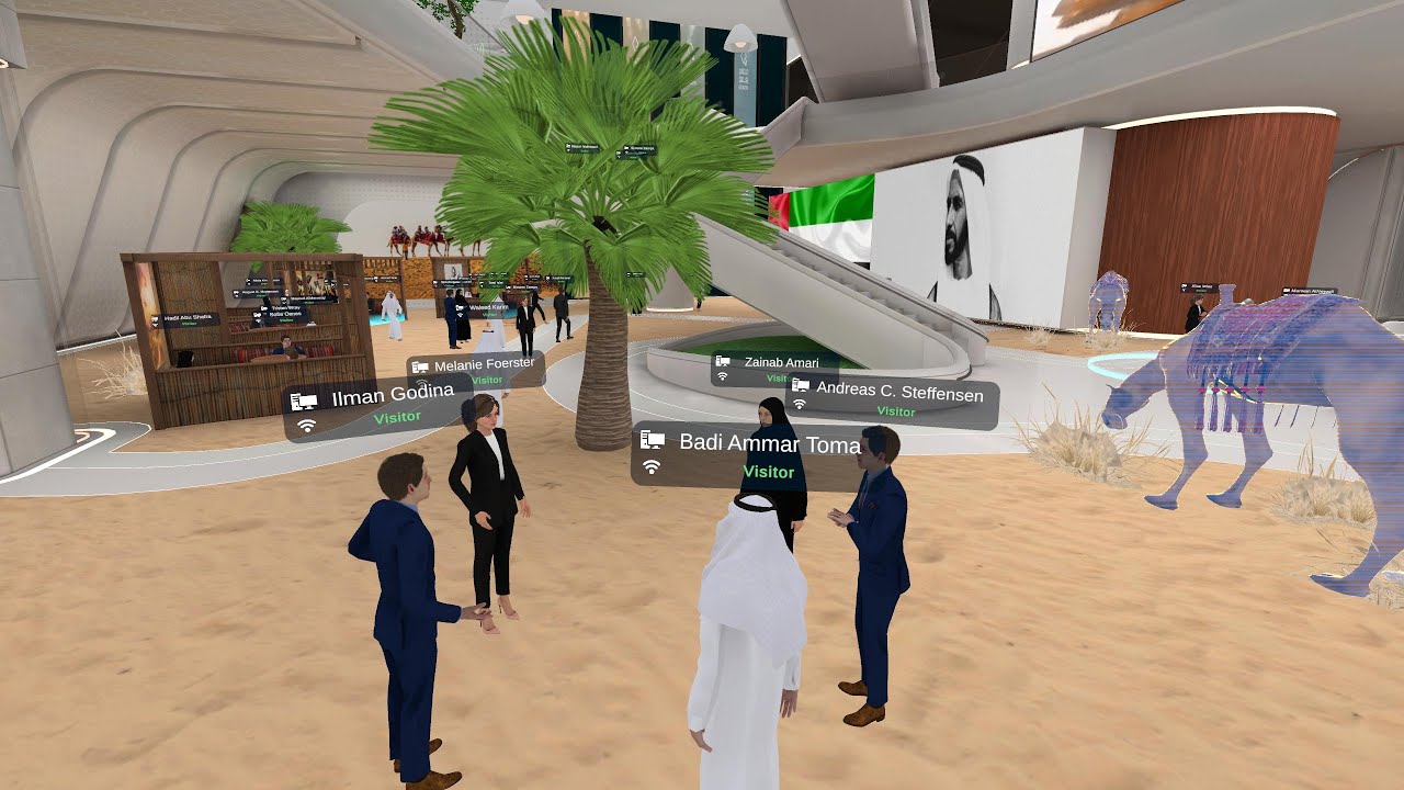 Screenshot of an immersive UAE National Day celebration for the Ministry of Economy on HoloFair