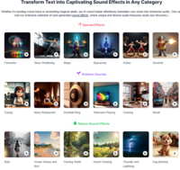 Screenshot of sample AI sound effects