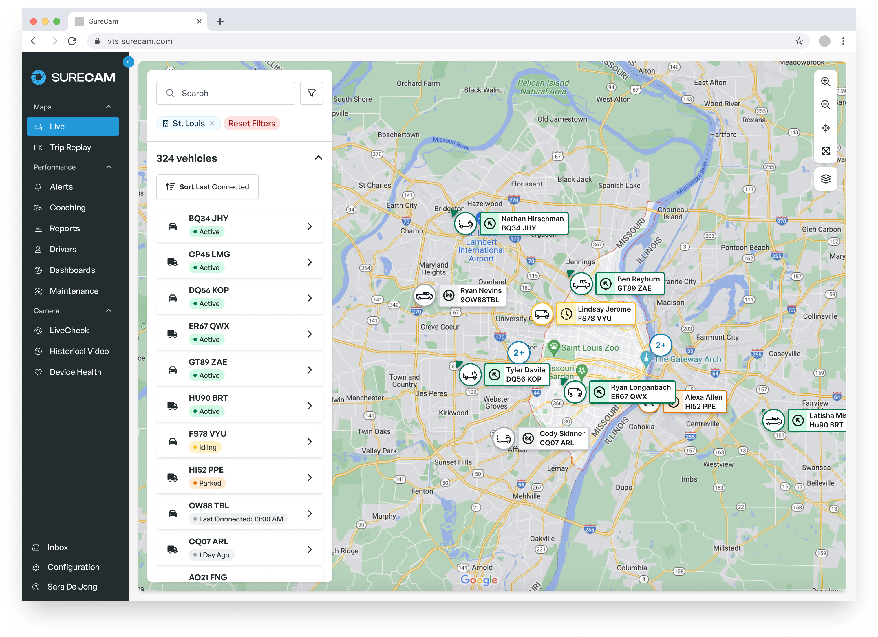 Screenshot of a Live Look at Fleet Operations