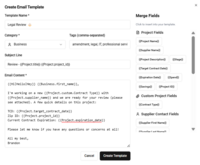 Screenshot of customizable email templates