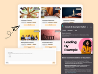 Screenshot of TRAIN: Engage Spaces makes onboarding and training easier with customizable modules and progress tracking. Whether you're onboarding new team members or upskilling existing ones, our platform allows you to create interactive training materials and track progress in real time. With a seamless, user-friendly experience, Engage Spaces simplifies training while ensuring everyone has the knowledge and skills to succeed in their roles.