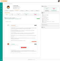 Screenshot of Candidate Profile page showing interview feedback and rating from the interviewer and candidate experience feedback and score for the interviewer.