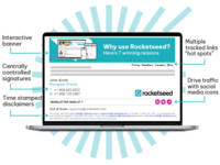 Screenshot of the interface for the creation and management of company email signatures and marketing banner campaigns.