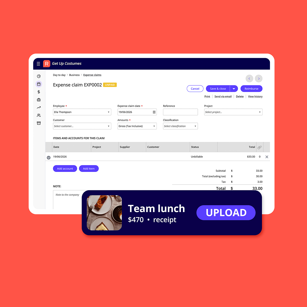Screenshot of Manage time and expenses