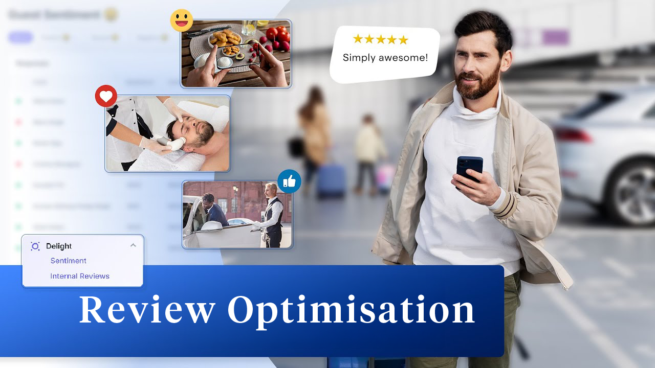 Screenshot of Guestara catches problems before they become public reviews. It collects feedback during the stay, flags unhappy guests so staff can recover in real time, and routes happy guests to leave public reviews.