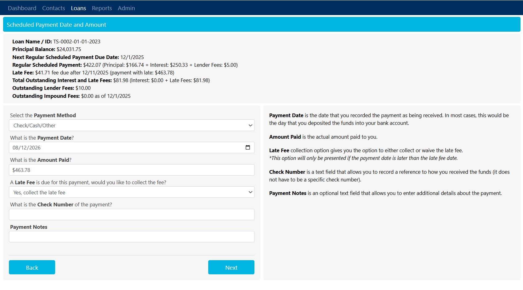 Screenshot of the Payment Wizard, used to quickly process and allocate borrower payments accurately.