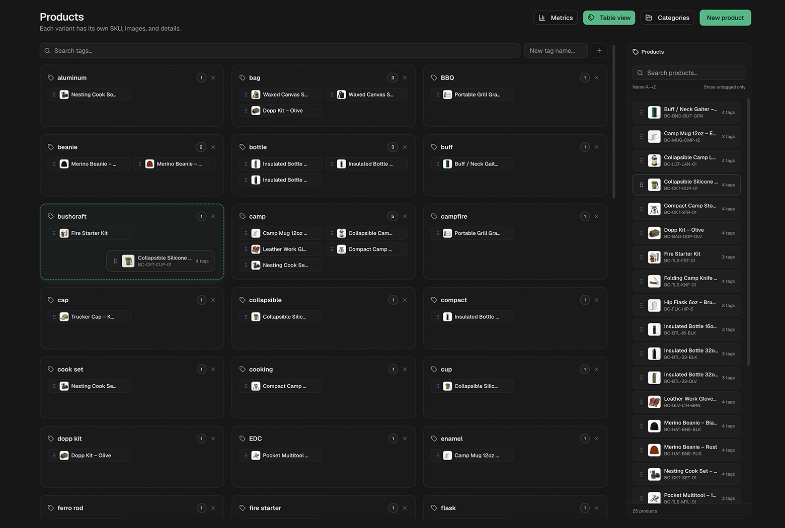 Screenshot of Tags