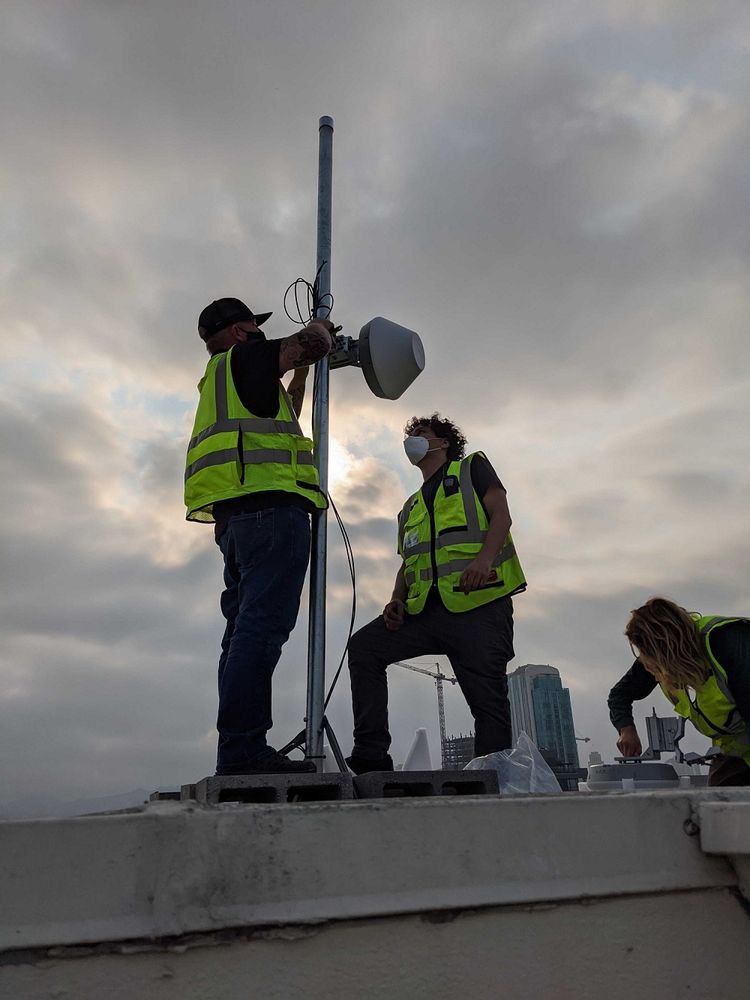 Screenshot of Antenna installation by the Fastmetrics team for wireless service in San Francisco.