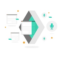 Screenshot of Transforms marketing content into audio in realtime through AI Voices or upload record audio content for distribution across podcast, web and social