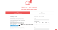 Screenshot of Two simple steps to start selling event tickets with TicketGun.com
