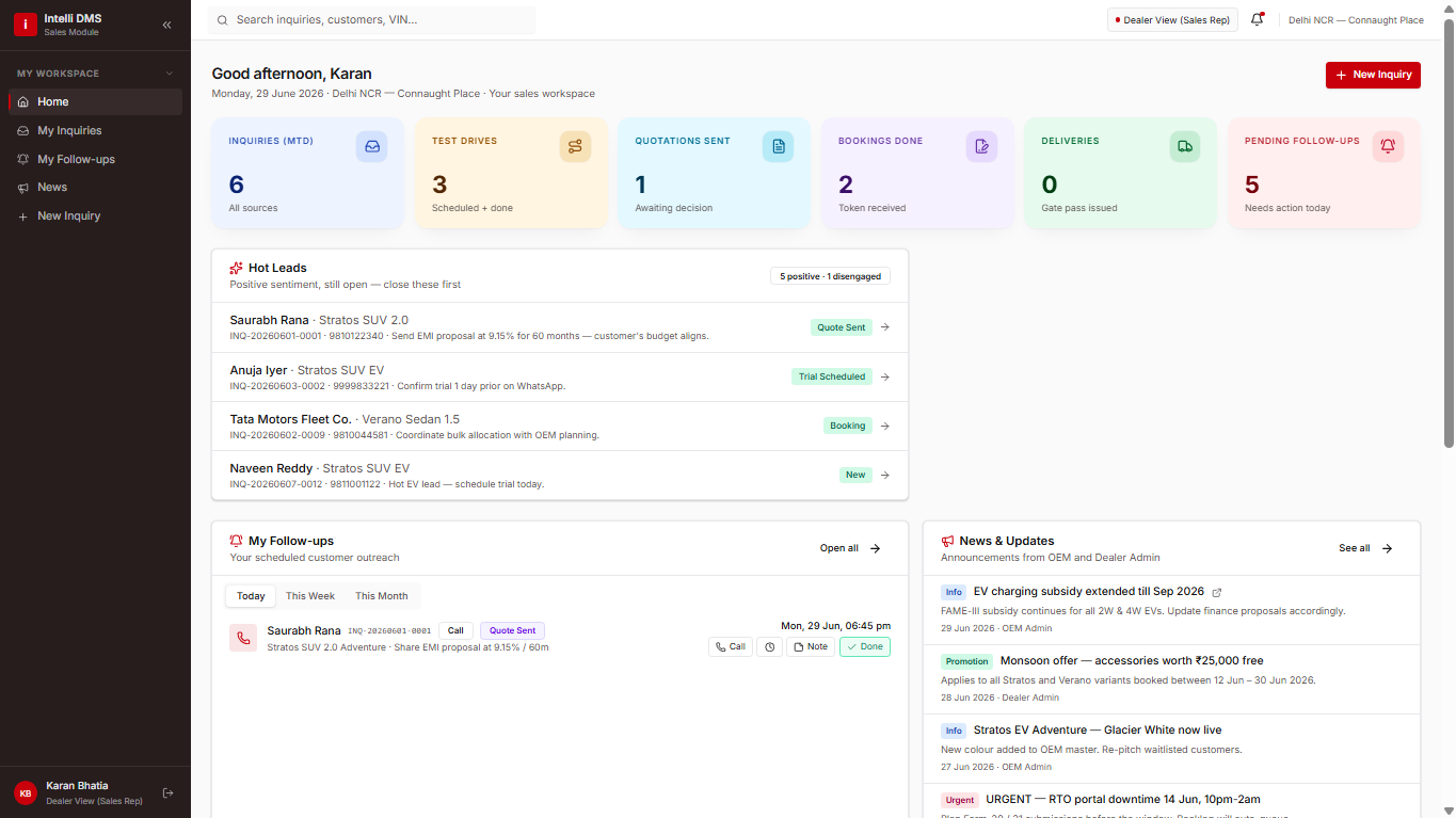 Screenshot of DMS Sales Module