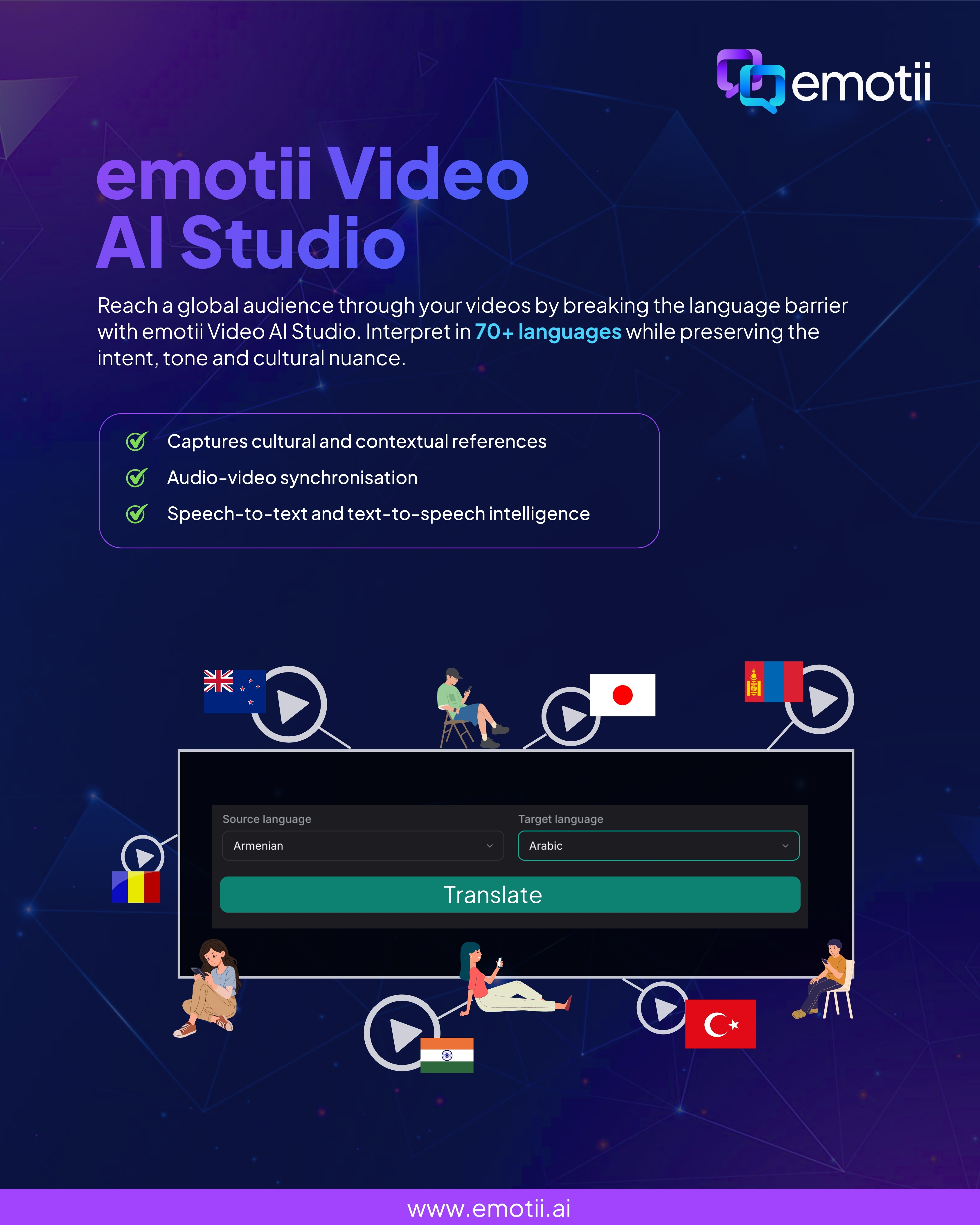 Screenshot of emotii Video AI Studio