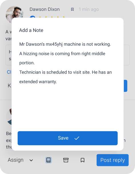 Screenshot of Custom notes