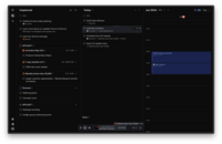 Screenshot of the page that features an inbox for incoming tasks and a planning board for task scheduling. The schedule can be viewed through the integrated Google Calendar and register events on the calendar using time blocks.