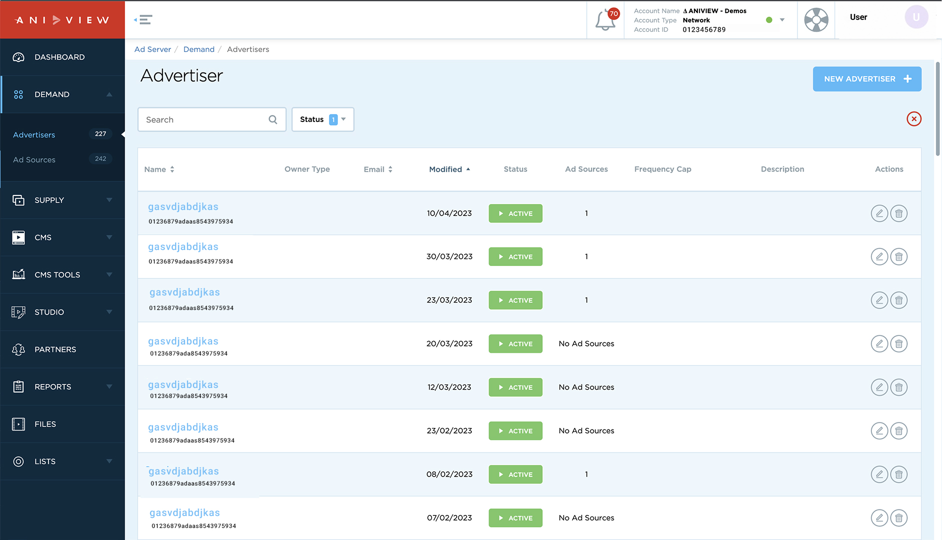 Screenshot of Advertisers