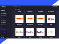 Screenshot of connected carrier accounts, which lets users get live rates, purchase labels, and provide tracking to customers