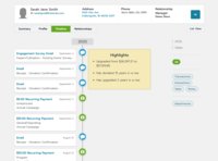 Screenshot of a constituent profile. These provide deeper insights and help to strengthen donor relationships. They are designed to keep all key details accessible.