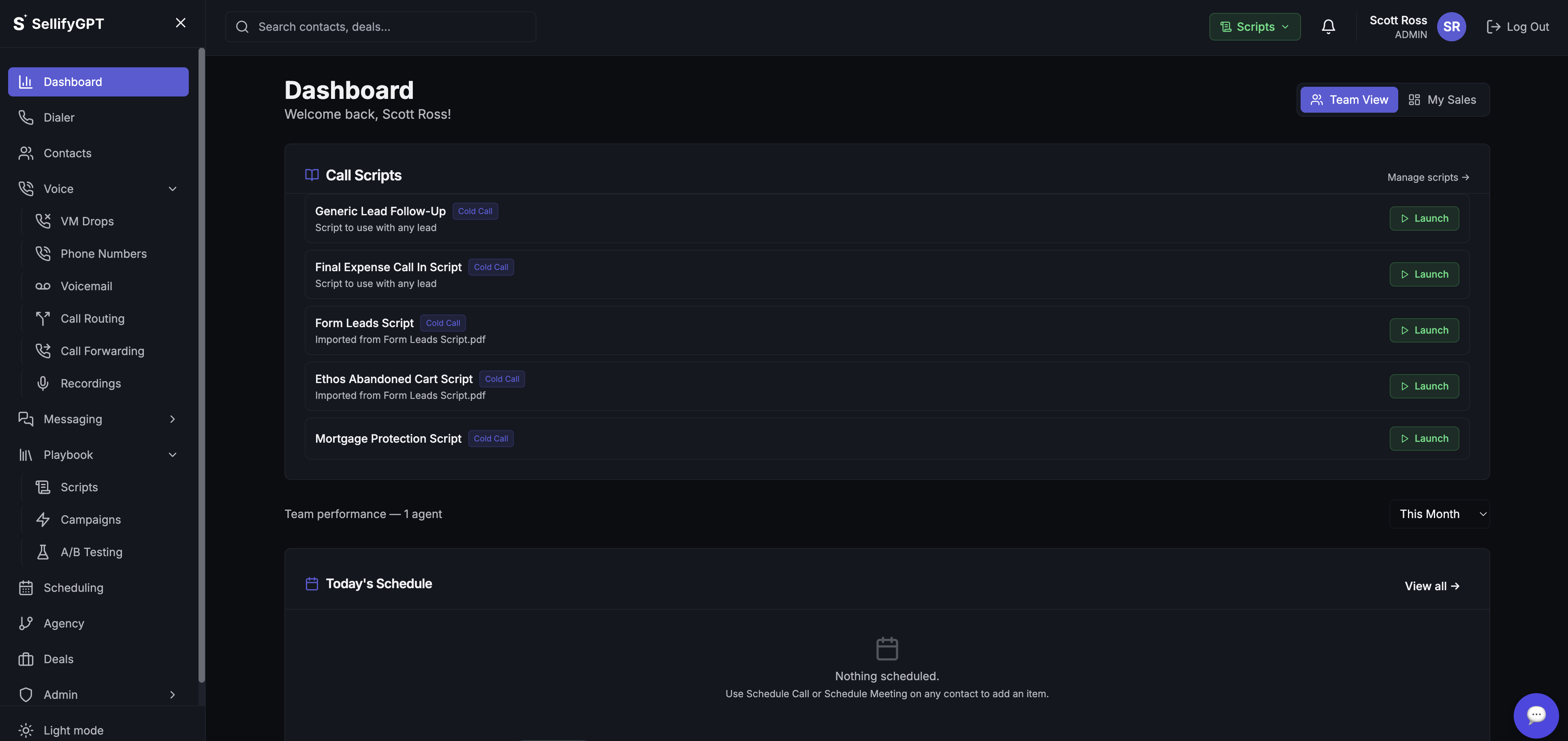 Screenshot of Dashboard