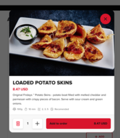 Screenshot of Menu with photo and description