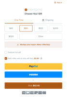 Screenshot of Bloomerang Fundraising’s donation form