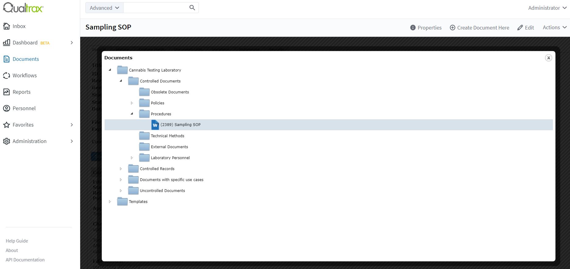 Screenshot of Document Tree