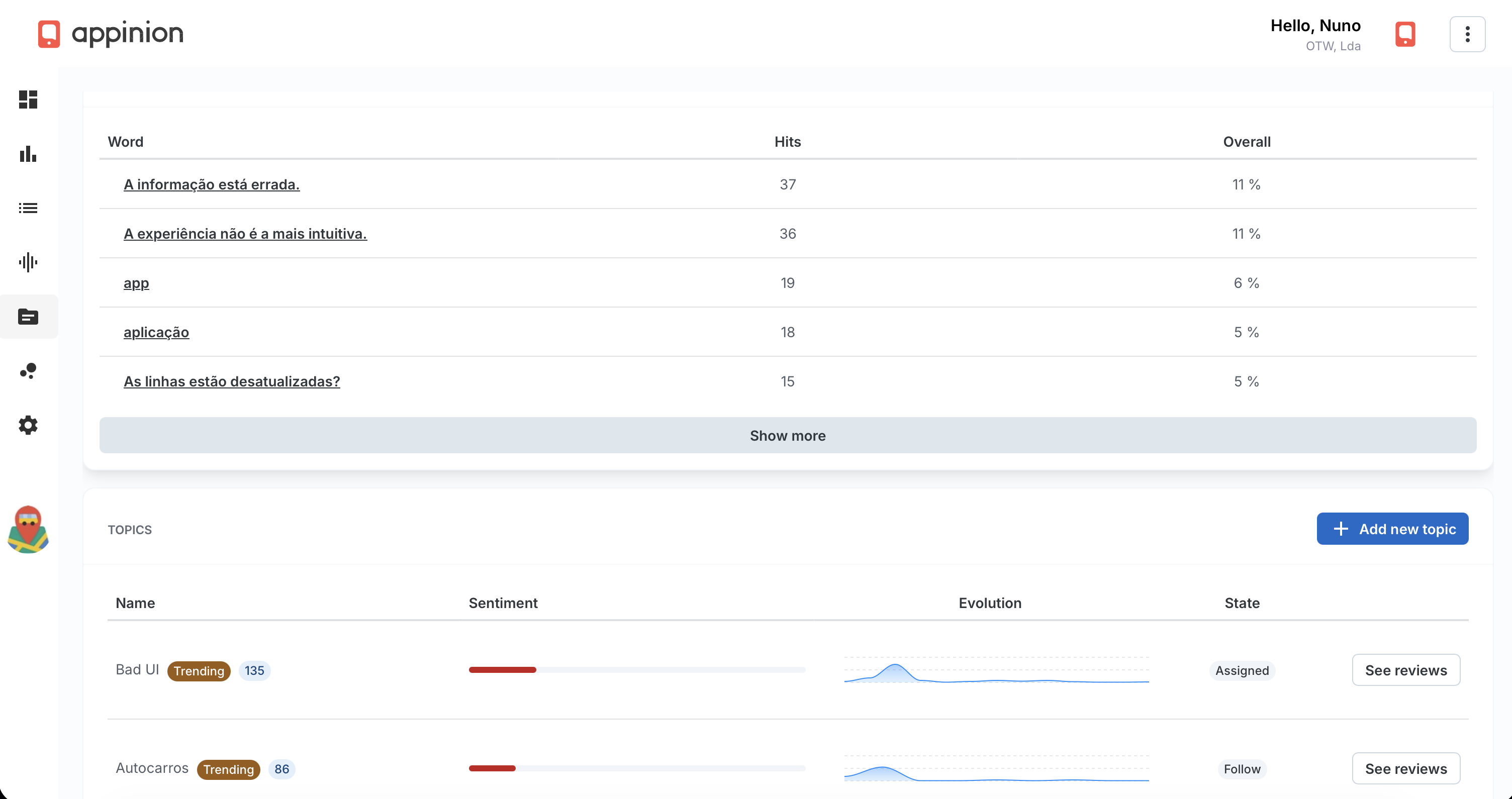 Screenshot of where to get to know what users say about an app.