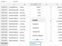 Screenshot of the interface to write Excel-compatible functions and formulas.