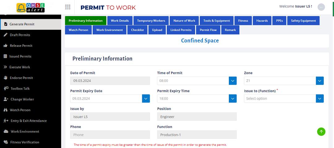 Screenshot of Generate Permit