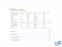 Screenshot of the migration progress — duration depends on the number of records being migrated.