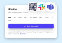 Screenshot of Content available on any device with 1 click:
- No app downloads or logins
- Shareable via link, email, QR codes, SMS, MS Teams, Slack, SCORM, etc
- Mini-courses can be embedded