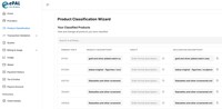 Screenshot of ePAL portal showing the Product Classification screen
