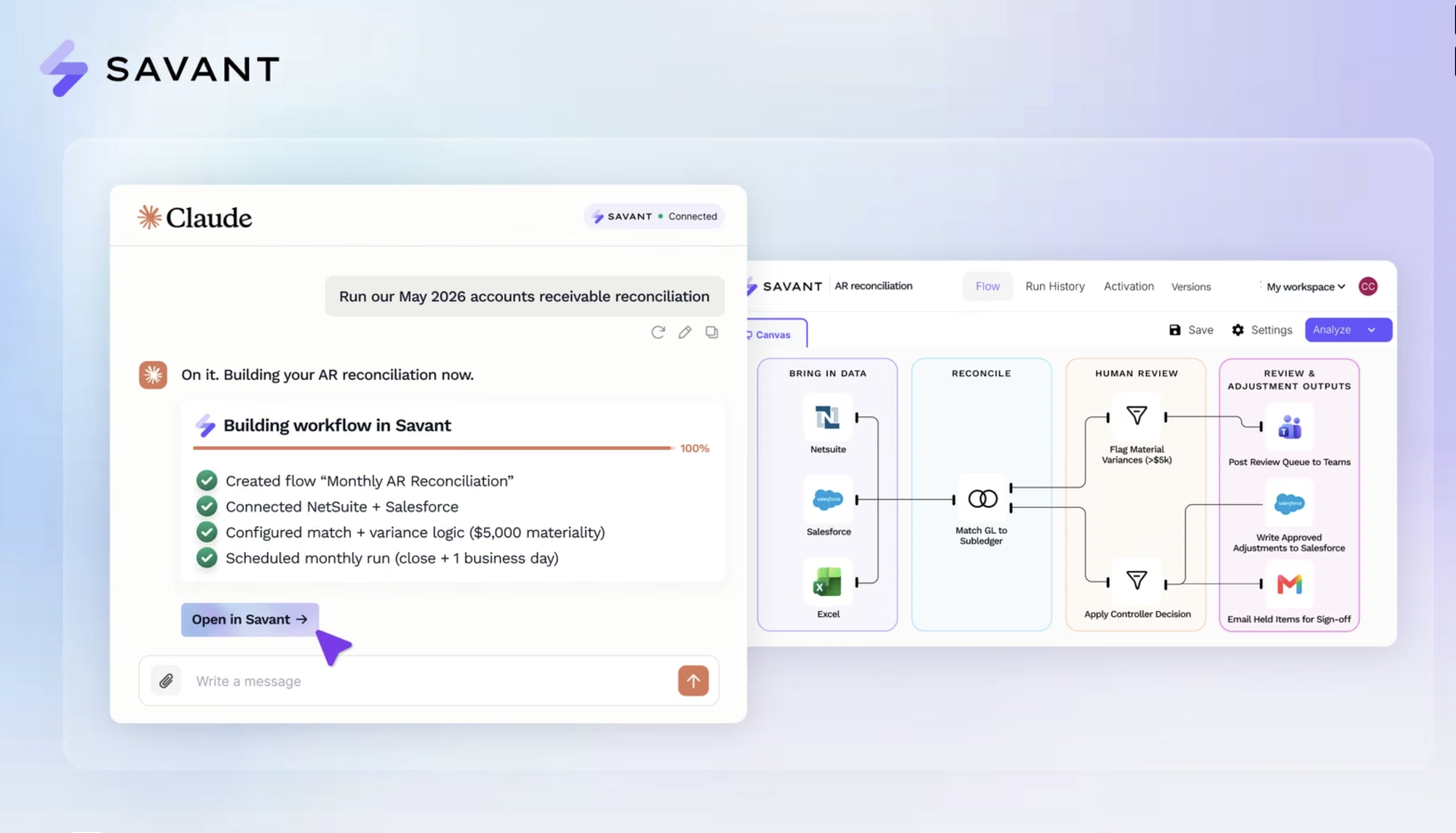 Screenshot of the tool that integrates Savant with any LLM of choice