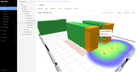 Screenshot of 3D data center visualization, which can be toggled to a 2D visualization.