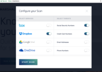 Screenshot of Authorize your cloud accounts and select the data threats you want uncovered.