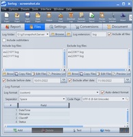 Screenshot of Log files setup