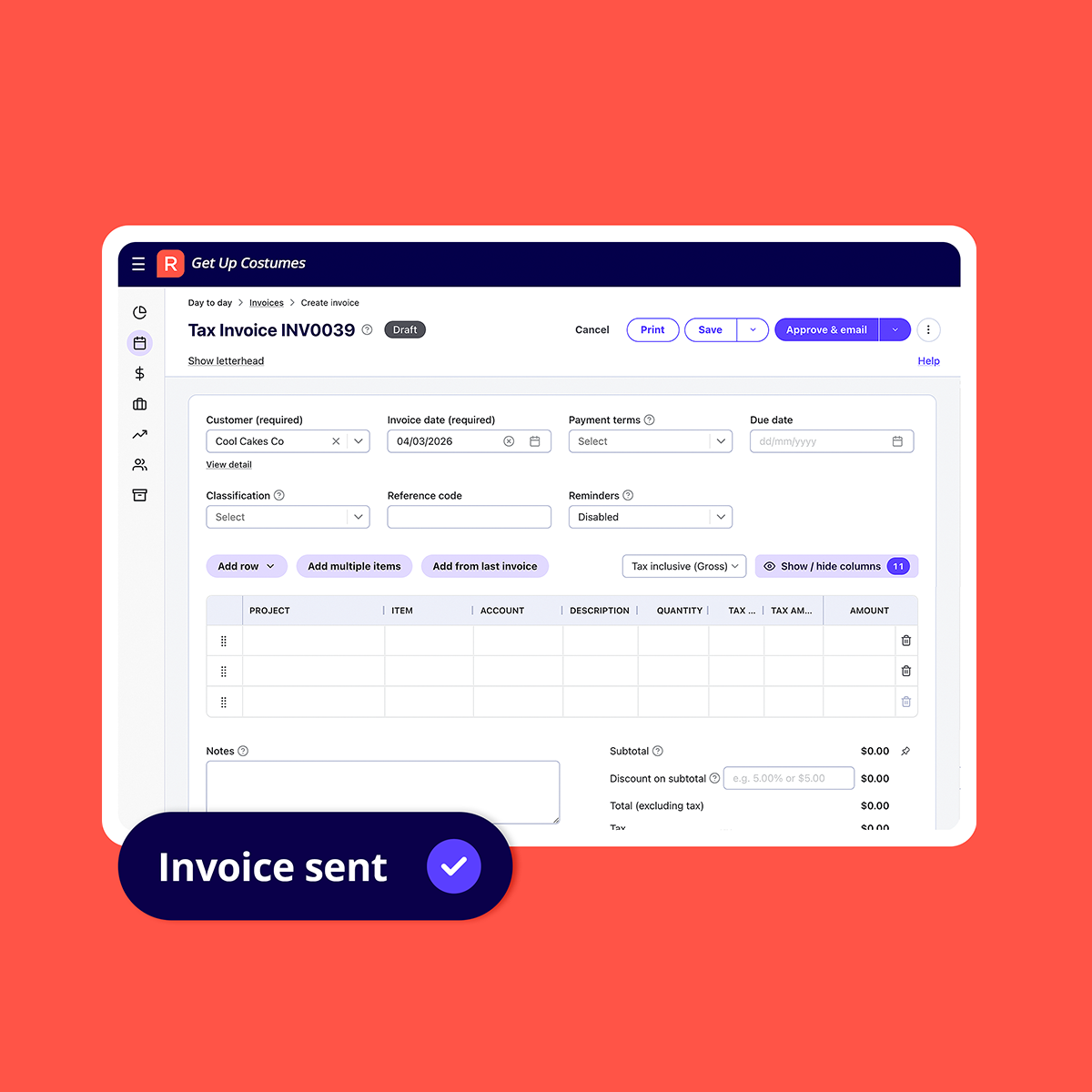 Screenshot of Manage invoices
