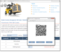 Screenshot of QR Inventory web area