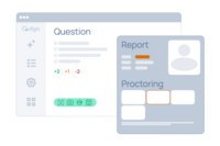 Screenshot of the Quilgo browser-based online assessment platform that enables users to create, deliver, and oversee quizzes and exams with built-in proctoring tools.