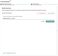 Screenshot of the WellSky Personal Care AI Summarization tool