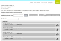 Screenshot of Volunteer Scheduling Pages: 
On each sign up page, volunteers may sort by job name, date, location, or calendar view.