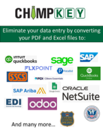 Screenshot of some of PDF and Excel files that can be converted to many formats including XML,CSV, JSON, QuickBooks, QuickBooks Online, SAP, NetSuite, Odoo