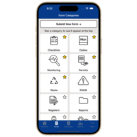 Screenshot of form categories on iOS (iPhone)