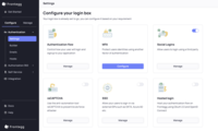 Screenshot of Auth settings - Where authentication and more advanced layers of security are configured.