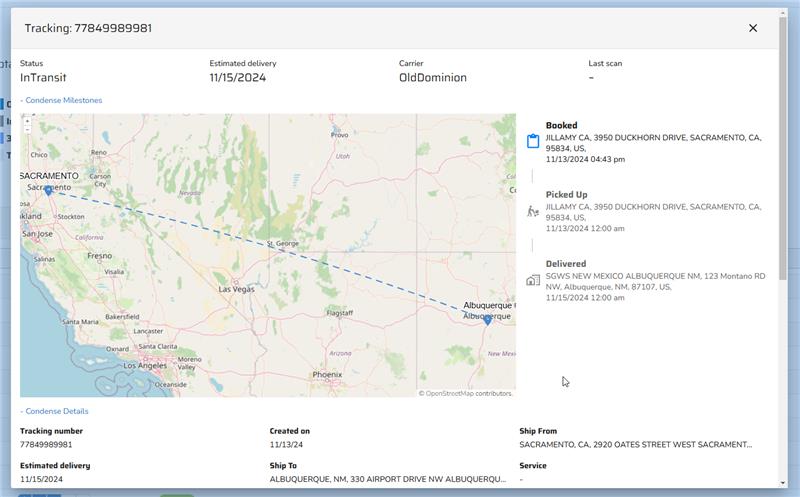 Screenshot of Maps and Milestones Tracking